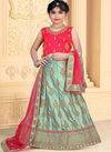 Green Colour Stylish Designer Japan Silk Wedding Wear Kids Lehenga Collection 171